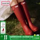 HUNTER雨靴户外露营女鞋惠灵顿经典英伦防水防滑骑士靴女长筒女靴高筒靴 哑光军红色/MLR 38