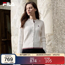 FILA斐乐官方女士编织外套2026春时尚休闲织带麻花毛衣开衫