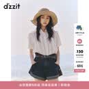 DZZIT地素牛仔短裤夏季丹宁宽松廓形纯棉卷边裤子女3J2R1111T 深蓝色 S