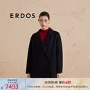 ERDOS 宽松茧型长款立体裁剪外套女双面毛呢大衣 黑 2XL 175/96A