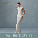 OVV【重磅真丝】春夏热卖女装30MM重绉通勤简约西裤 卡其（净色）12 M