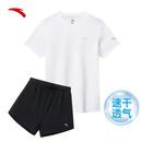 安踏速干套装丨运动套装女装夏季透气短袖T恤跑步短裤瑜伽服羽毛球服