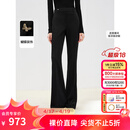 朗姿【精英衣橱】微喇高腰西裤春季新款职业通勤黑色西装裤女 黑色2 S