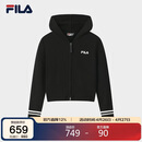 FILA 斐乐官方女士编织衫冬季休闲宽松连帽拉链毛衣开衫