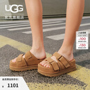 UGG夏季女士舒适厚底露趾可调式束带凉拖鞋 1155458CHE|栗色 37