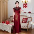 弗米妮高端婚宴喜妈妈高定礼服裙年轻版婆婆装2026新款结婚高级婚礼喜服 酒红色 2XL