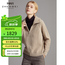 珍贝纯羊绒衫女秋冬新款加厚拉链开衫保暖针织外套简约TM8166 浅驼 XL （110码）