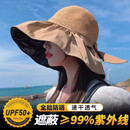 黑胶防晒帽女夏季新款户外出游钓鱼遮阳帽大檐遮脸渔夫帽太阳帽子 黄色【蝴蝶结收纳款】 均码