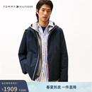 Tommy Hilfiger秋冬男装商务户外潮流休闲通勤撞色门襟连帽棉服夹克外套