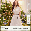 伊芙丽（eifini）【朱珠同款】伊芙丽100%苎麻短袖精致连衣裙赠腰带2026春季新款 本白色 预售 [5月20日]发 M 110-120斤