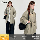 fano studios范洛Fano 慵懒氛围感重工分割水洗工艺质感松弛短风衣外套女春季 卡其灰第二批 S