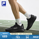 斐乐（FILA）宁泽涛同款男鞋柔云4舒适路跑鞋2026夏新款黑色回弹网面休闲鞋 黑-BA 42