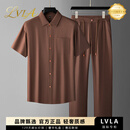 LVLA轻奢高端运动套装男士高品质夏季套装2026新款亚麻混纺垂感两件套 咖色 【国际正品】 4XL (建议180-200斤)