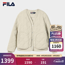 FILA 斐乐官方女士棉服2026春新款时尚休闲绗缝V领假两件保暖外套 卡布奇诺卡其-LK M 165/84A/M