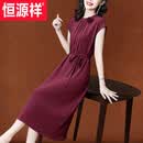 恒源祥高档喜婆婆婚宴礼服平时可穿十三行雪纺连衣裙子夏季2026新款妈妈 红色- 3XL 建议136-150斤