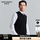 报喜鸟羊毛衫男装【纯羊毛背心】轻商务套头无袖易穿搭内搭小马甲毛衫男 黑色 L -48(175/96)