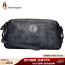 暇步士（Hush Puppies） 手拿包包头层牛皮大容量休闲商务男包银灰色送男朋友生日礼物