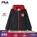 FILA【新雪丽棉】斐乐儿童棉服2026春新款男中大童连帽外套新年款 传奇蓝-NV 130