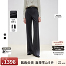 朗姿纯羊毛长裤气质高级感西裤春季新款黑色职业西装裤女士 深灰色2 S