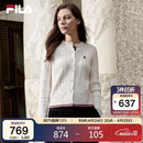 FILA斐乐官方女士编织外套2026春时尚休闲织带麻花毛衣开衫