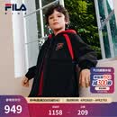 FILA斐乐儿童棉服2026年春新款男童仿羊羔绒连帽外套新年款拜年服 传奇蓝-NV 165