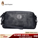 暇步士（Hush Puppies） 手拿包包头层牛皮大容量休闲商务男包银灰色送男朋友生日礼物