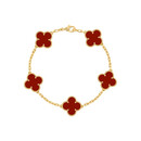 Van Cleef & ArpelsVintage Alhambra 18K黄金五朵红玉髓手链 VCARD35500 24保卡