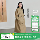 朗姿【25h风衣 Basic衣橱 】朗姿经典双排扣高智风衣外套通勤气质女 深米色 S