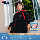 FILA斐乐儿童棉服2026年春新款男童仿羊羔绒连帽外套新年款拜年服 传奇蓝-NV 165