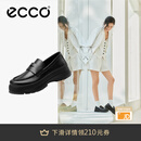 爱步（ECCO）厚底乐福鞋女倪妮同款英伦风一脚蹬厚底增高牛皮女鞋 踪迹220723 黑色22072301001 37 （尺码偏小）
