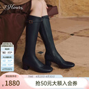 73Hours女鞋蒙马特冬季新款高跟长筒靴英伦风时装靴子瘦瘦靴 黑色 37