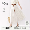 伊芙丽（eifini）朱珠代言【经典延续】优雅百搭休闲显瘦高腰雪纺蛋糕长款半裙女 米白 M 105-120斤