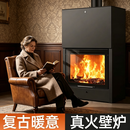 别墅壁炉嵌入式真火燃木取暖器现代家用欧式美式农村民宿烧柴火炉 别墅款800（可嵌入式）