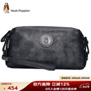 暇步士（Hush Puppies） 手拿包包头层牛皮大容量休闲商务男包银灰色送男朋友生日礼物