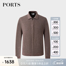 PORTS宝姿男装商务休闲翻领针织衫毛衣ML9K012LKW008 BROWN M