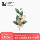She's茜子梵高玫瑰刺绣叶片高档女士胸针轻奢胸花别针母亲节礼物送妈妈