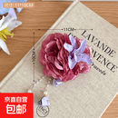 新款度假风布艺花朵发夹感小众鸭嘴夹时尚气质刘海碎发夹 2#紫色花花流苏发夹