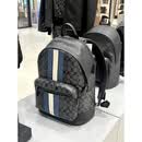 蔻驰（COACH）west32双肩条纹拼色经典老花皮革商务休闲背包