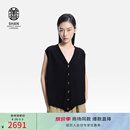 ERDOS 26春夏精纺V领休闲廓形轻薄针织女背心开衫羊绒衫 黑 M 165/84A