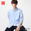 优衣库男装女装法国麻衬衫/长袖衬衣亚麻26春夏新款482437 485656 482437/61水蓝色 L