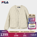 FILA 斐乐官方女士棉服2026春新款时尚休闲绗缝V领假两件保暖外套 卡布奇诺卡其-LK M 165/84A/M