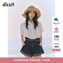 DZZIT地素牛仔短裤夏季丹宁宽松廓形纯棉卷边裤子女3J2R1111T 深蓝色 S