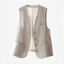 【轻奢爆款】夏季轻薄透气休闲V领马甲洋气百搭显瘦无袖马夹上衣 米白色（偏深） XL (110-125斤)