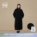 鄂尔多斯1980赵丽颖同款骆驼绒水纹呢立领黑色女装通勤驼绒大衣秋冬 黑 S 160/80A