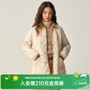 ELAND【含绵羊毛】衣恋棉服女休闲翻领中长款外套新款 乳白色(64)Cream M /165