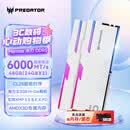 宏碁掠夺者（PREDATOR）48G(24G×2)套装 DDR5 6000频率 台式机内存条 Hermes冰刃系列 RGB灯条(C28) 白色 AI电脑配件