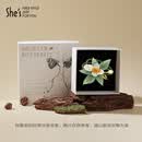 She's梵高玫瑰叠花刺绣发绳高档橡皮筋头绳轻奢发圈生日礼物送女友
