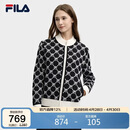 FILA 斐乐官方杨幂同款女士编织外套时尚休闲拼色LOGO毛衣开衫