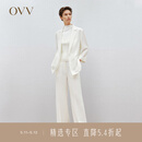 OVV春夏热卖女装三醋酸面料中腰宽松直筒休闲通勤西裤 本白（净色）10 M