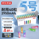 京东京造 5号电池40节彩虹装 五号电池碱性超性能无铅无汞 适用血压计/血糖仪/指纹锁/遥控器/儿童玩具